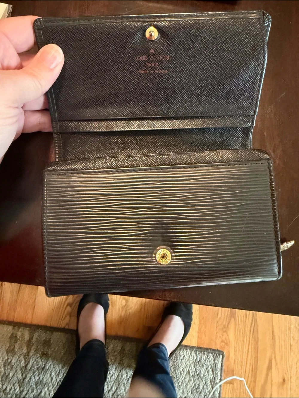 Authentic Louis Vuitton Black Epi Leather Clutch Wallet